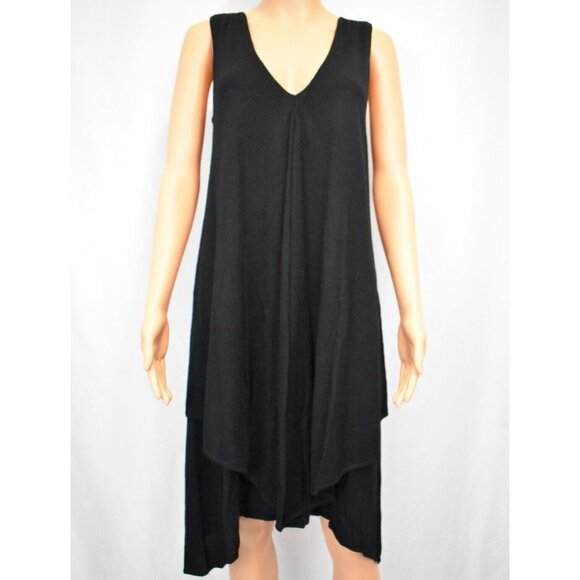 Diane Von Furstenberg Black Wool Asymmetric Midi Dress Size S Layered Lagenlook - Picture 1 of 10